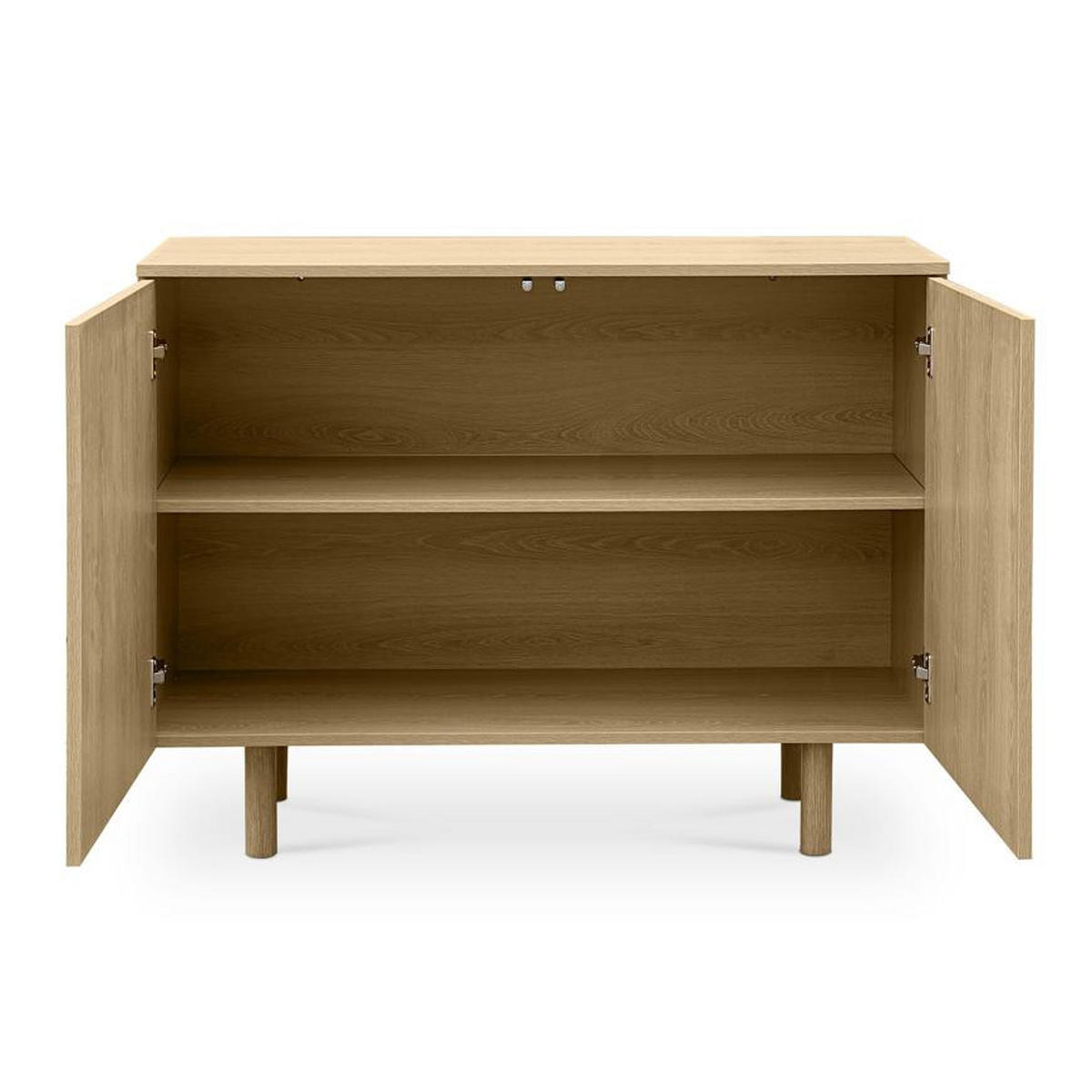 SIDEBOARD 100cm Saskia 2 Türen Eichenholz-Finish Skandinavisches - Beige, Holz/Metall (100/77/40cm) - Sicaan