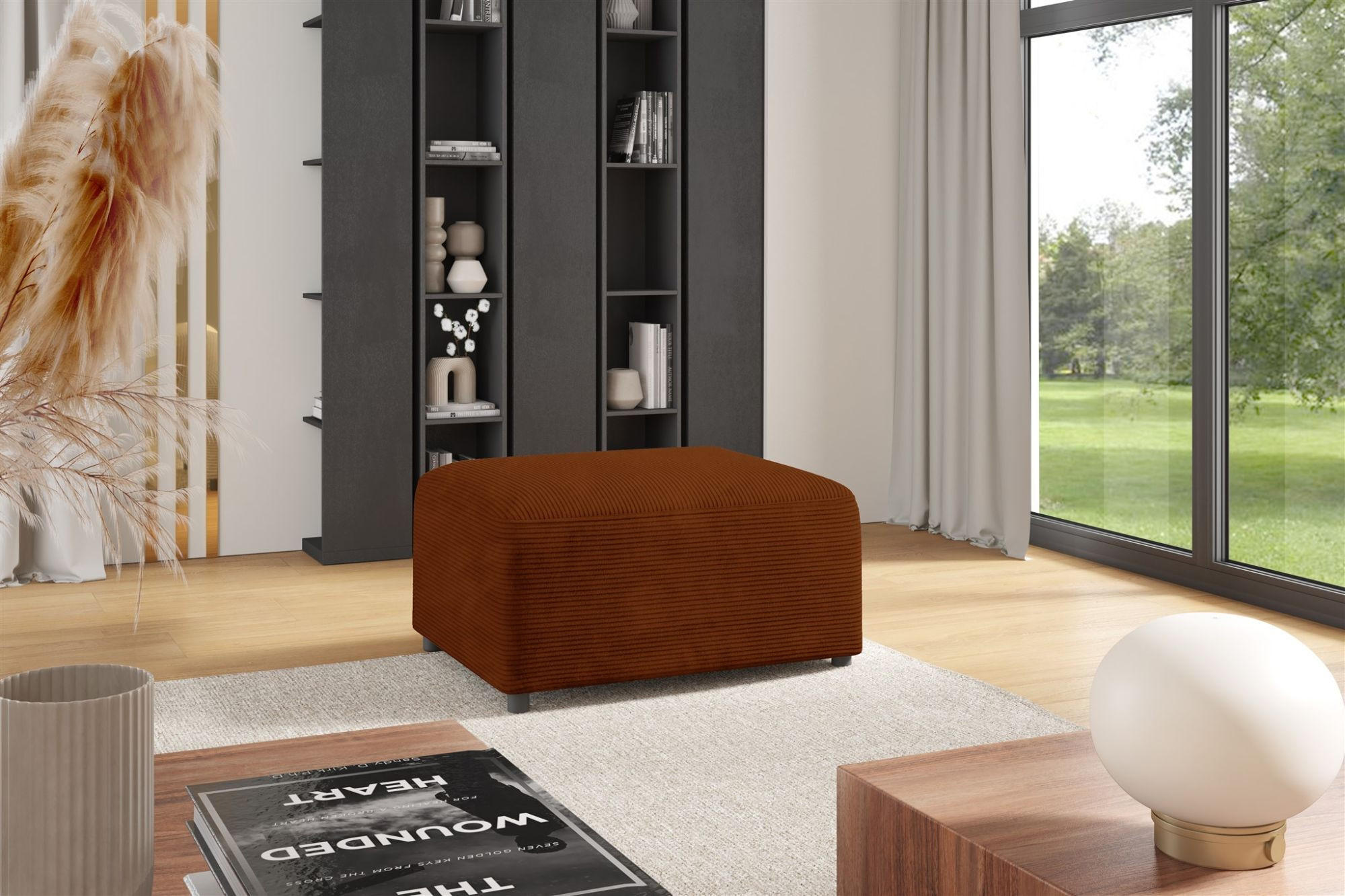 Thumbnail - Fun Möbel Ecksofa, Rotbraun, Textil, Ottomane links, 304x165 cm, Wohnzimmer, Sofas & Couches, Wohnlandschaften, Ecksofas