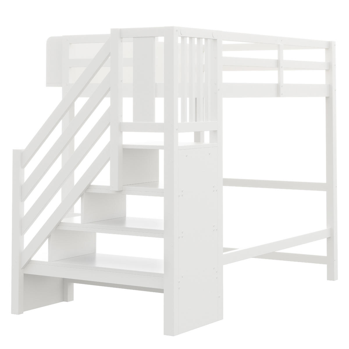 HOCHBETT mit Stauraum und LED 90x200 cm Holz White - Weiß, Holz (90/200cm) - Meubliv