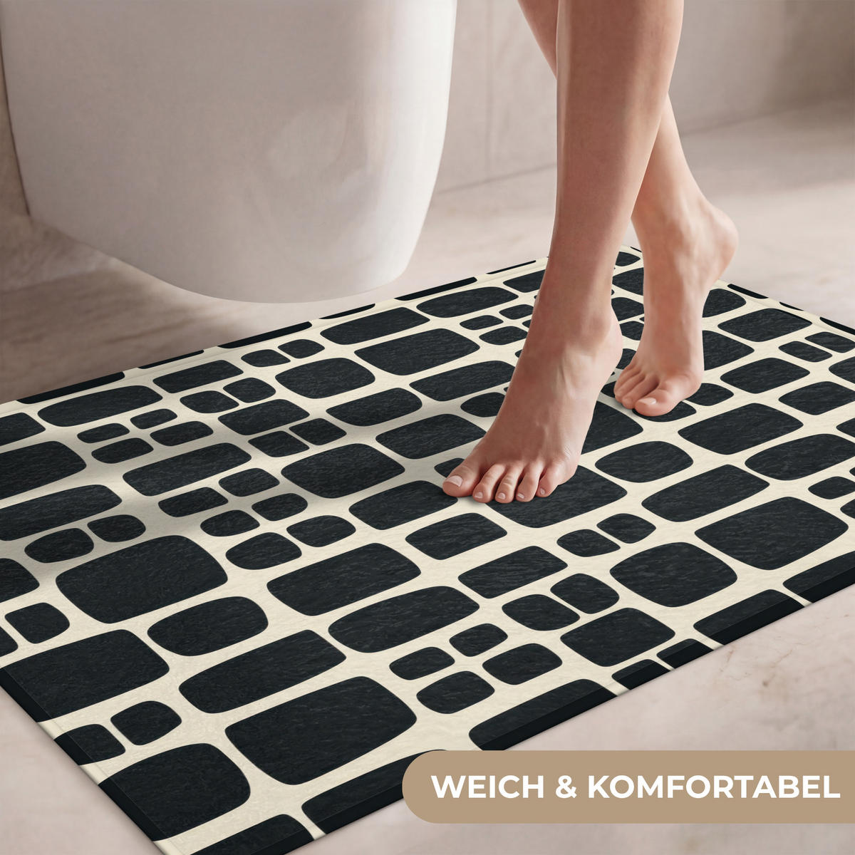 WC PŘEDLOŽKA Moderní - organické - černé 90x60 cm - antracitová, textil/plast (90/1cm) - OnlyWow