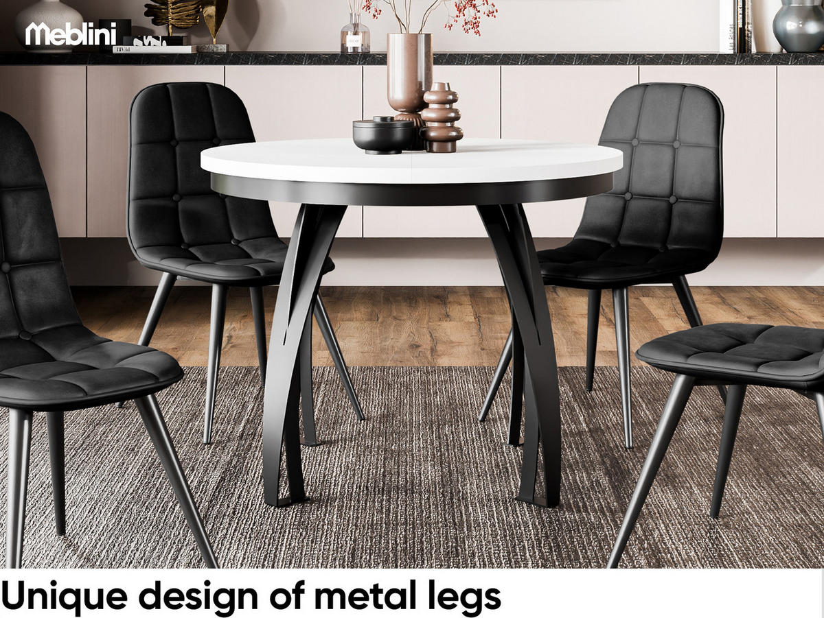 ESSTISCH LUNGA - Schwarz/Weiß, Holzwerkstoff (100/100/77cm) - Meblini