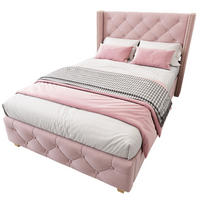 ČALOUNĚNÁ postel 90/200 cm růžová ze sametu s roštem a tuftovaným čelem - růžová, textil (90/200cm) - OKWISH