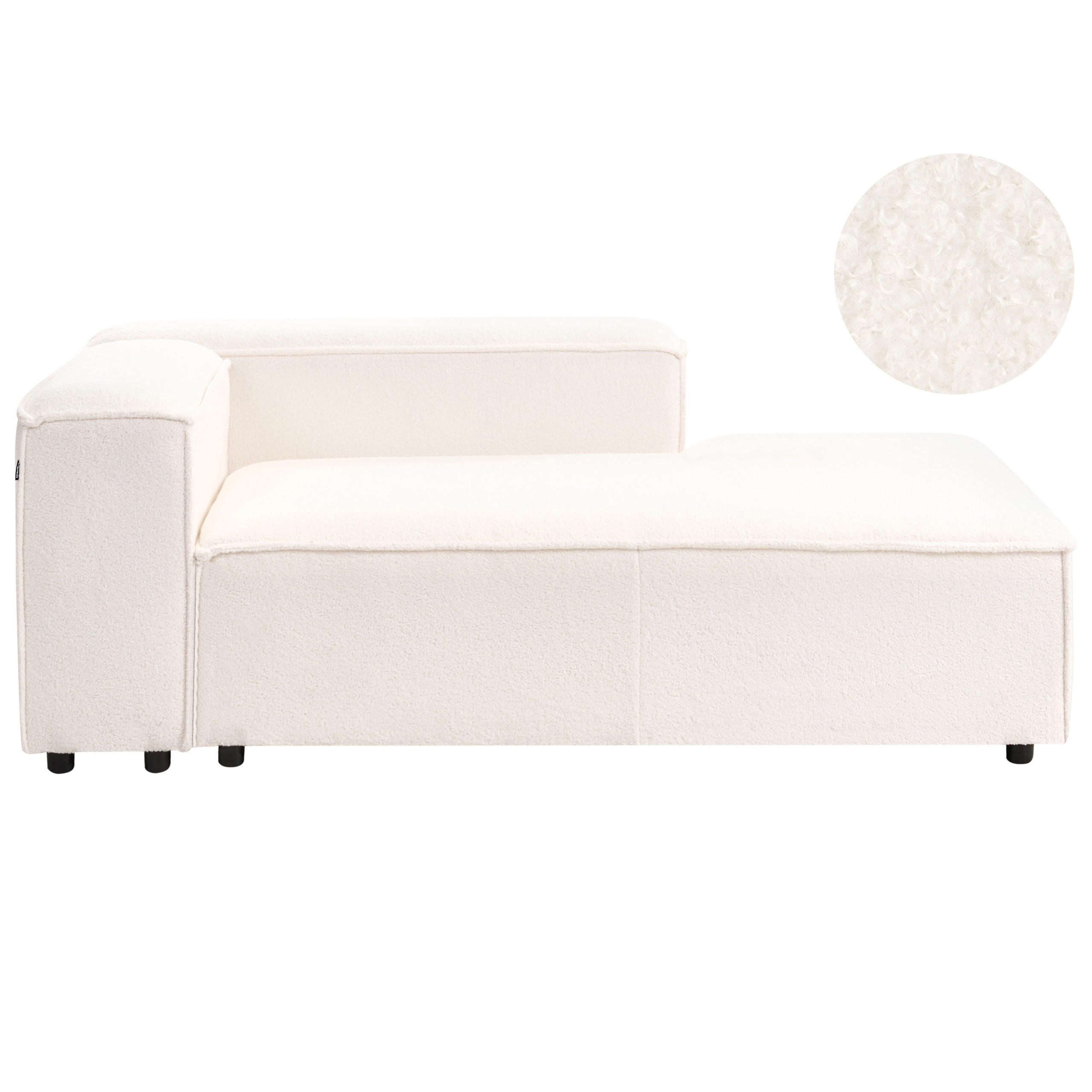 CHAISELONGUE-LINKSSEITIGE Bouclé Cremeweiß Ardal - Creme, Textil (119/68/180cm) - Beliani