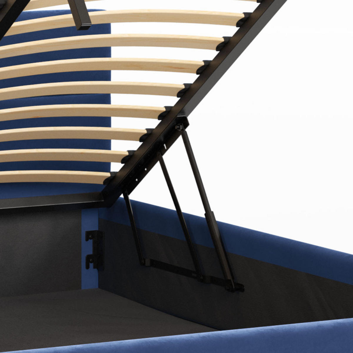 POLSTERBETT 160×200 mit Bettkasten und Lattenrost Mika HLR-64 Blau Velours - Blau, Holz (160/200cm) - Jana