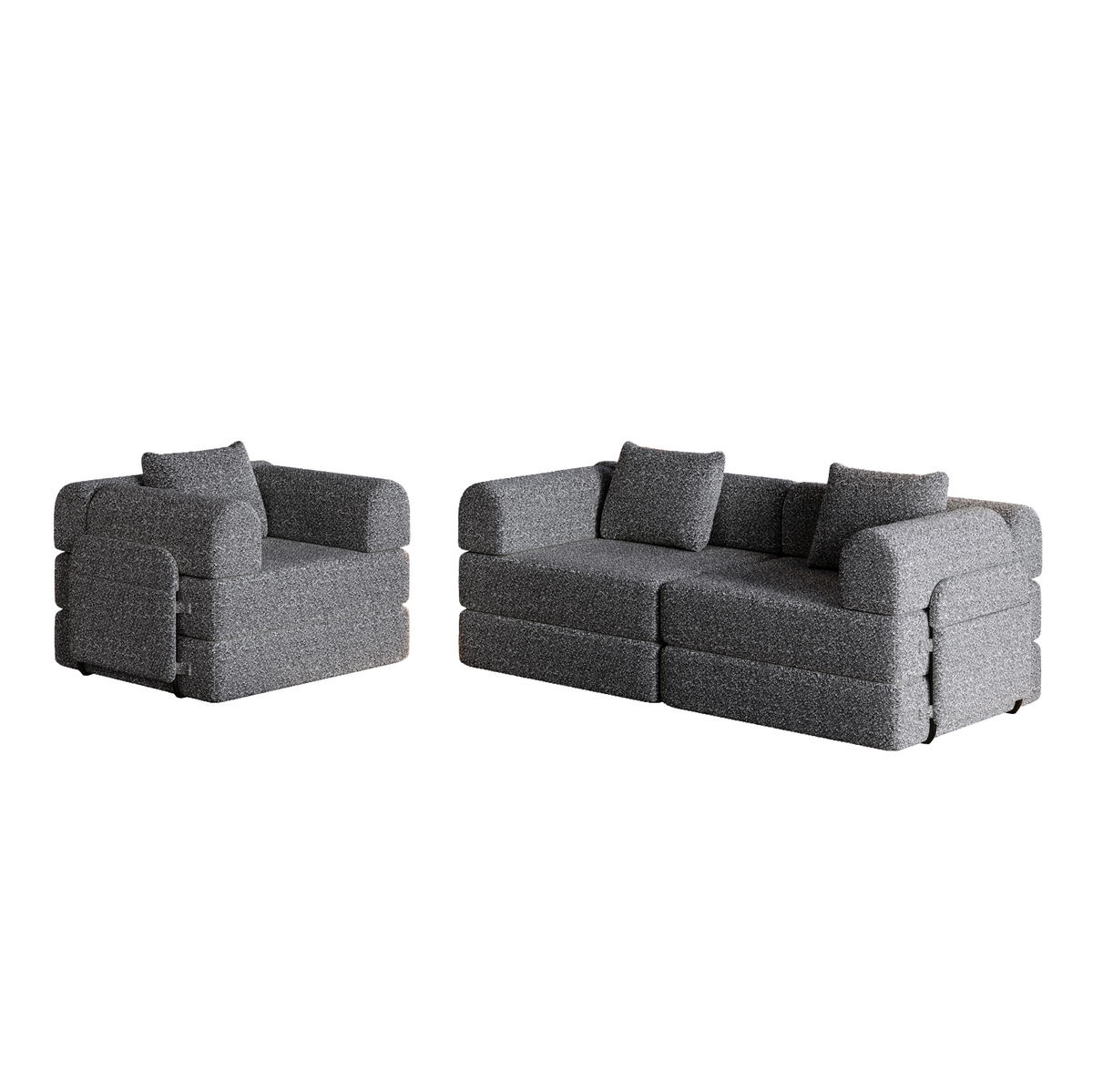 SCHLAFSOFA Chenille 2-in-1 mit Armlehnen-Ablagefach Grau - Grau, Textil (274/69.8/91.4cm) - OKWISH