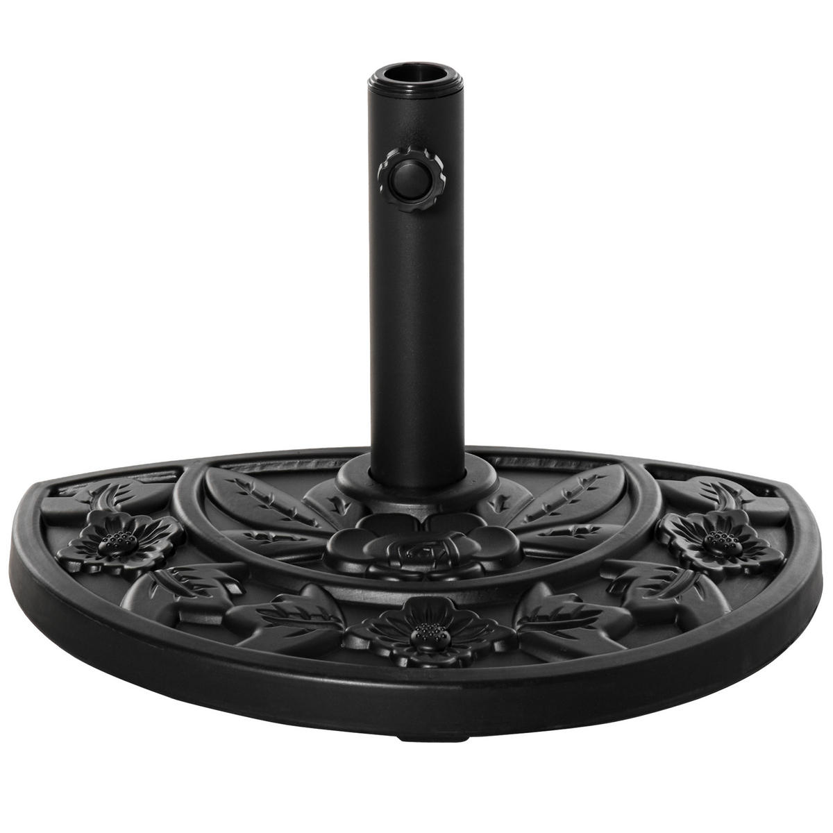 SONNENSCHIRMSTÄNDER Schwarz halbrund 9 kg 50/32/32 cm - Schwarz, Stein (50/32cm) - PANGIVO