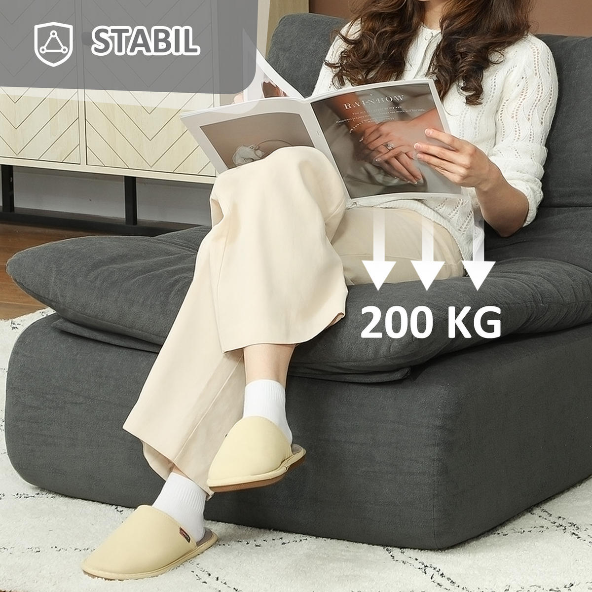 BODENSTUHL, Bodensessel mit einteiligem ultrahochdichtem Schaumstoff, Grau - Grau, Textil (82/75/103cm) - HOMCOM