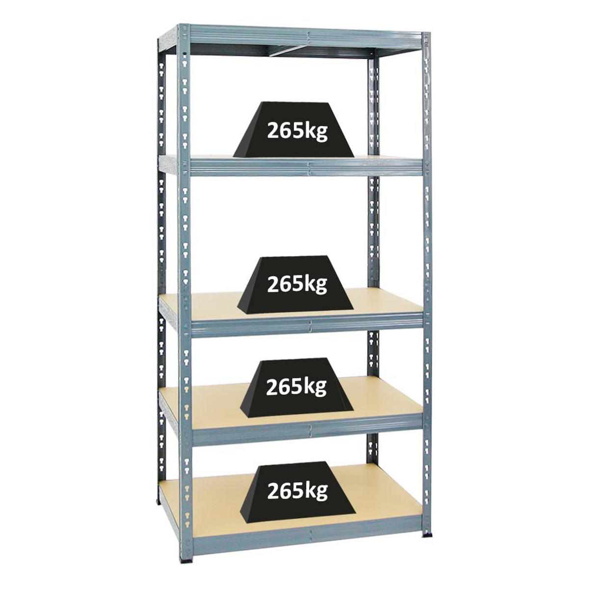 SCHWERLASTREGAL Tiger 180x90x60 cm Fachlast 265 kg Grau - Grau, Metall (90/180/60cm) - PROREGAL