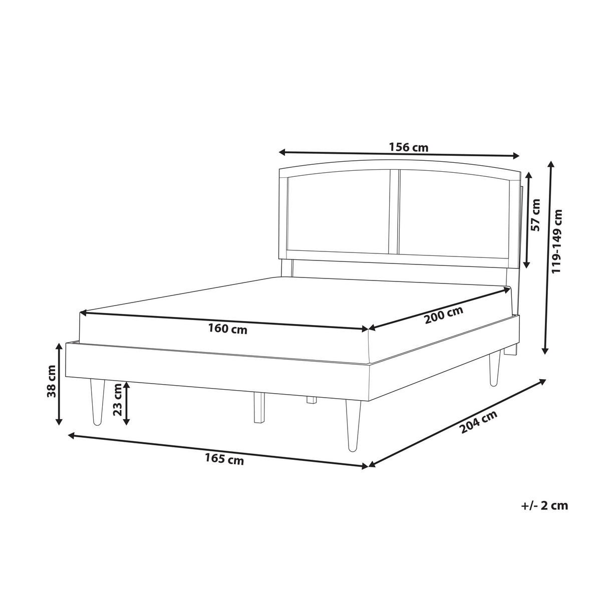 BETT mit Lattenrost 160/200 cm Gummibaumholz Braun Varzy - Braun, Holz (160/200cm) - Beliani