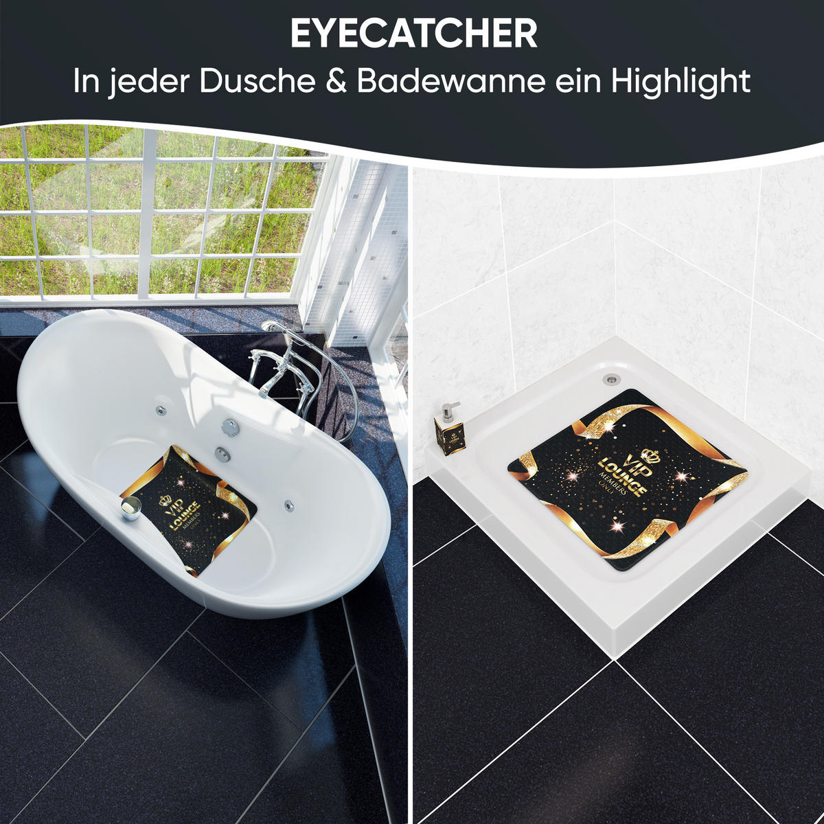 BADEMATTE VIP Lounge - Schwarz, Kunststoff (53/53cm) - Sanilo