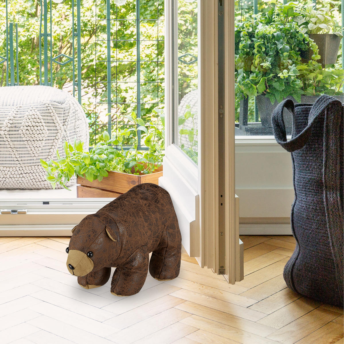 DÖRRSTOPP Brun björn tyg sandfylld - Brun, Textil/Naturmaterial (16/32cm) - Relaxdays
