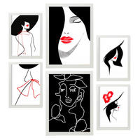 POSTER Set Mit 6 Stiftungs Schönheit In Weibliche Zusammenfassung Ästhetische Dekorative Gemälde Für Ihr Wohnzimmer Zuhause A3 & A4 Weißer Rahmen - Weiß, Papier (29/3cm) - Nacnic