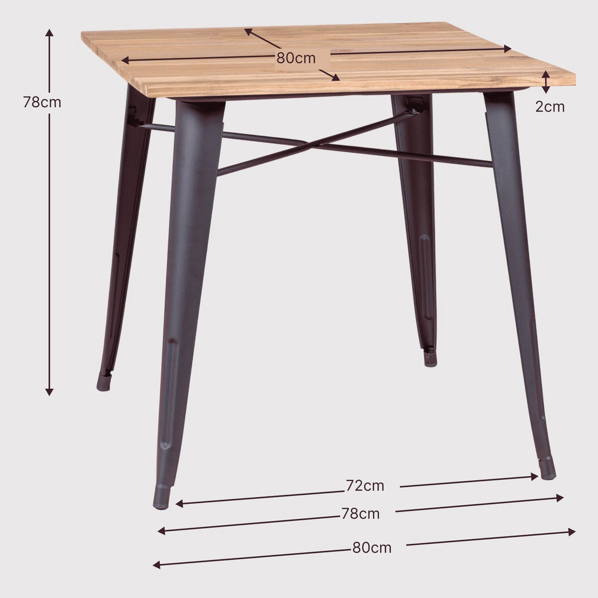 TISCH Quadratisch Schwarz 80/80/78 cm - Schwarz, Metall (80/80/78cm) - Nest Dream