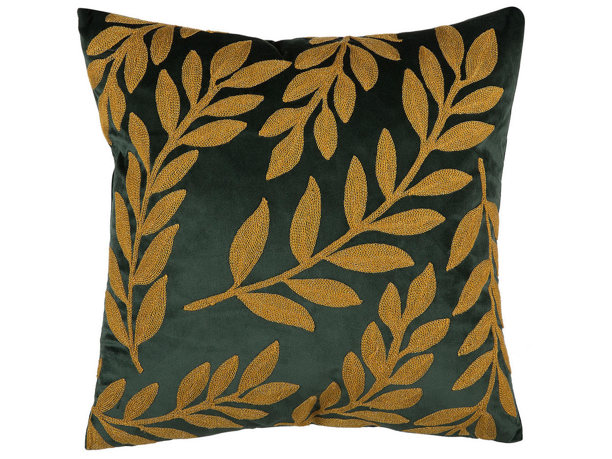 DEKOKISSEN 2er-Set Dunkelgrün 45/45 cm Mistletoe - Dunkelgrün, Textil (45/45cm) - Beliani