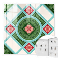 SCHLÜSSELBOX Weiß 30x30 cm – Türöffnung nach rechts - Florale Geometrie - Grün, Metall (30/30/5cm) - TULUP