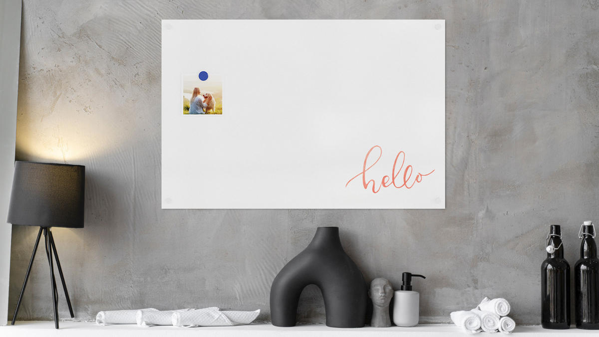 MAGNETPLATTE rahmenloses SLIMboard - Magnetisches trocken abwischbares Whiteboard 60x40 cm - Weiß, Metall (60/5/0.3cm) - ALLboards