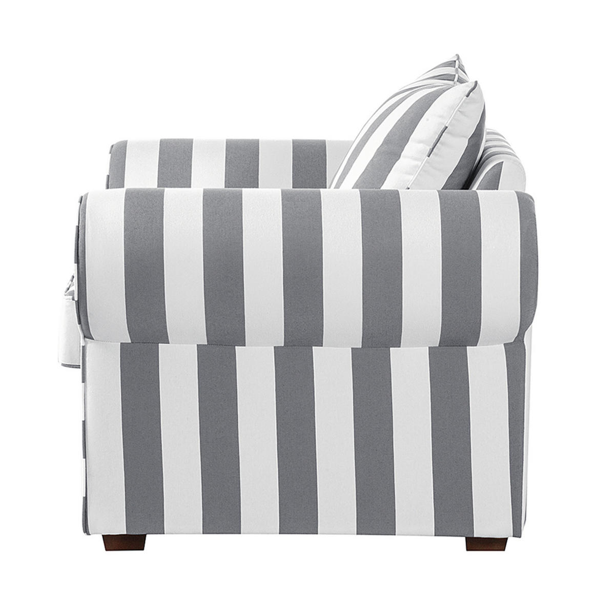 SESSEL - Webstoff - Grau gestreift - Grau, Holz/Textil (130/88/88cm) - home24