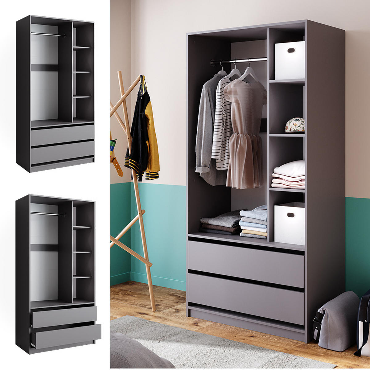 ŠATNÍ SKŘÍŇ Elmo Antracit - antracitová, kompozitní dřevo (100/200/50cm) - Vicco