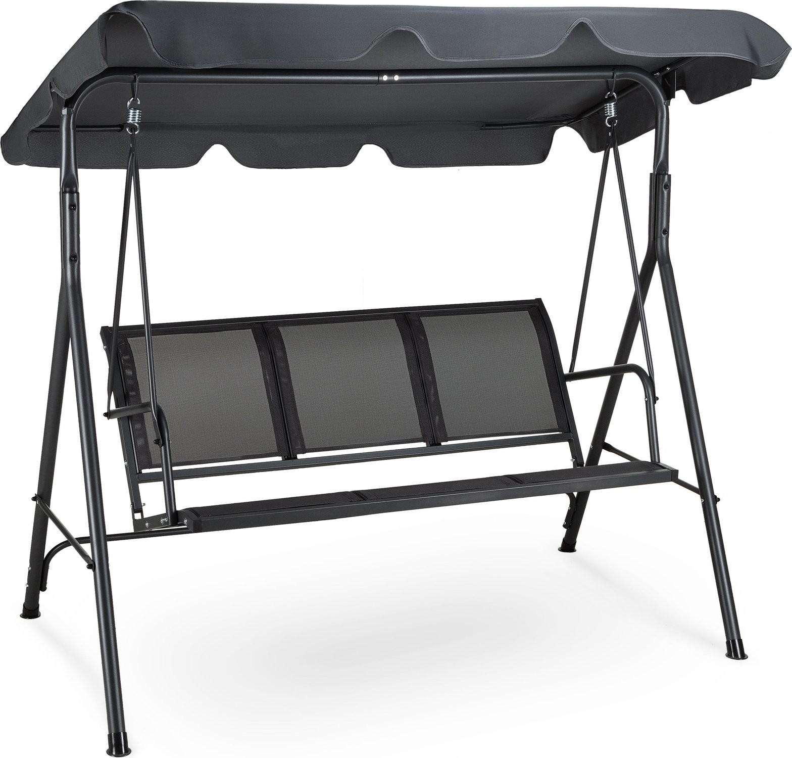HOLLYWOODSCHAUKEL mit Sonnendach, 172/112/151 cm, 3 Personen - Graphitfarben, Textil/Metall (172/151/112cm) - Outtec