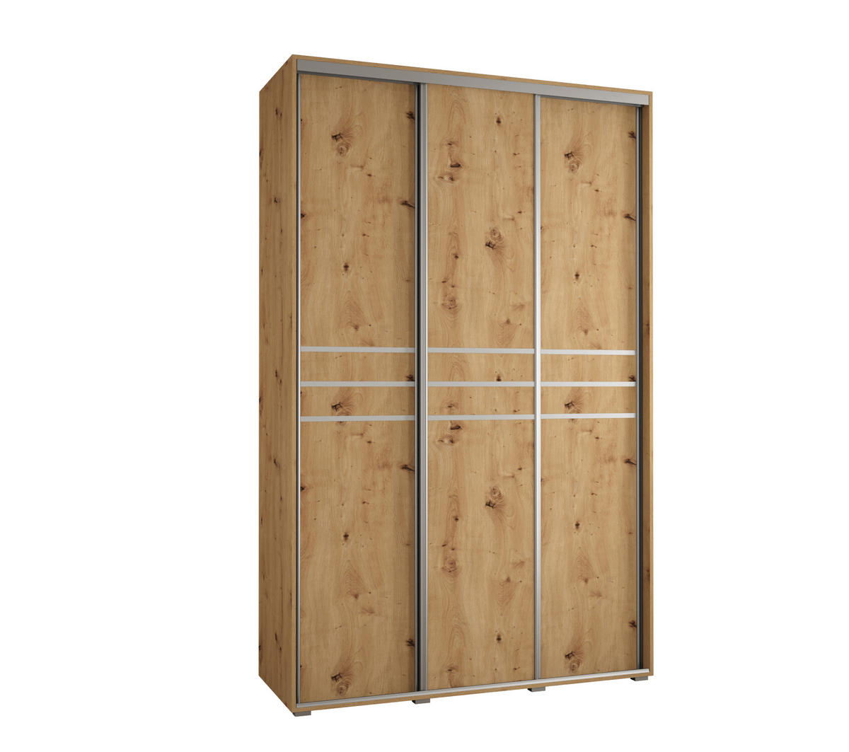 SCHWEBETÜRENSCHRANK 235,2/150/60 3-türig - Silberfarben/Eiche Artisan, Holz/Metall (150/235/60cm) - Abiks Möbel