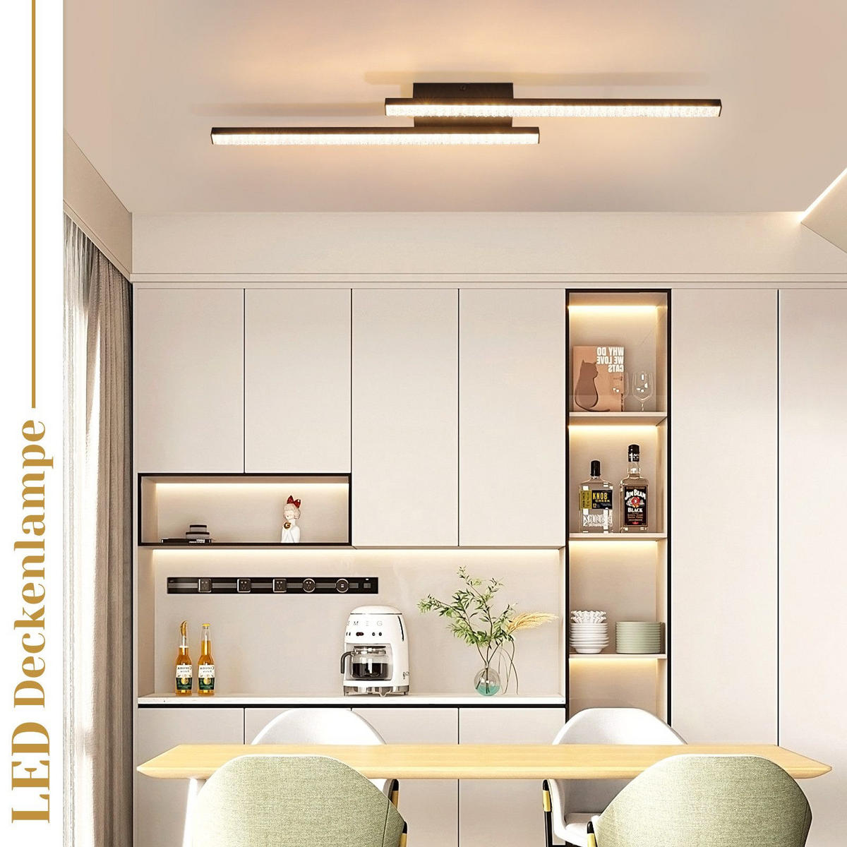 LED-DECKENLEUCHTE Laura 62/7/5 cm - Schwarz, Metall (62/7/5cm) - Nettlife