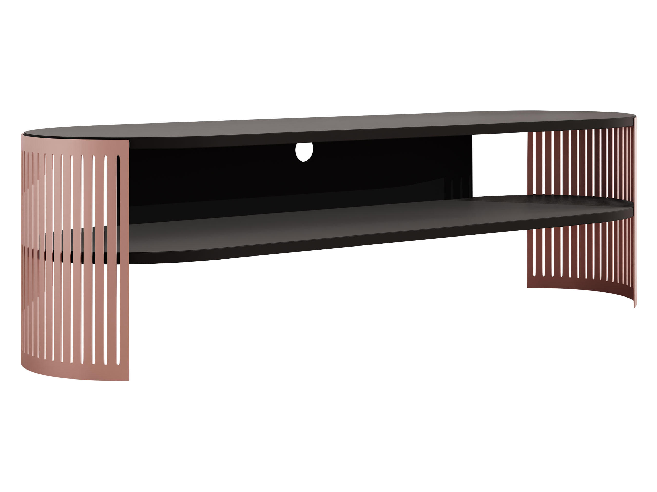 TV-LOWBOARD Fikoli Oval Ember - Messingfarben/Schwarz, Holzwerkstoff/Metall (140/40/40cm) - MIRJAN24