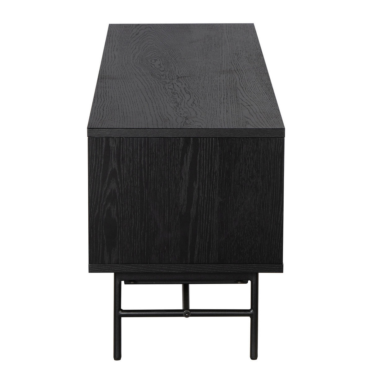 TV-LOWBOARD - Echtholzfurnier - 160 cm - Eichefarben/Schwarz, Holzwerkstoff/Metall (160/50/40cm) - home24