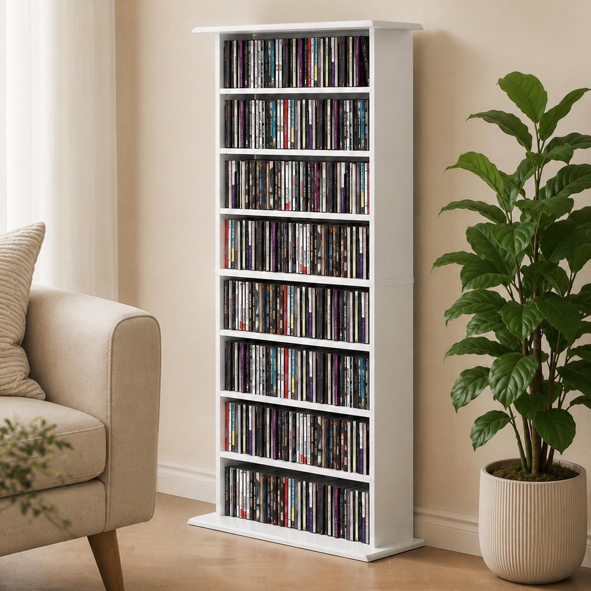 MEDIENSCHRANK Holzspanplatte Weiß - Weiß, Holzwerkstoff (24/126.3/58cm) - HOMCOM