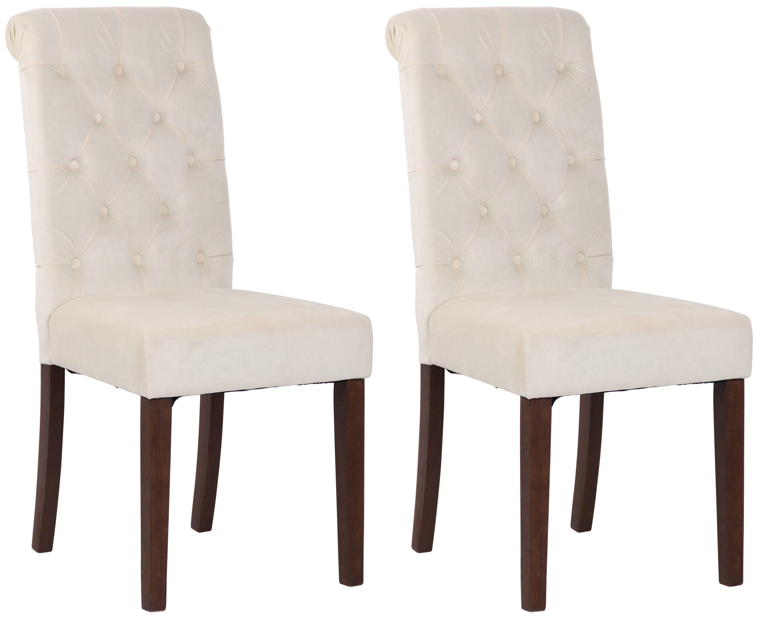 ESSZIMMERSTÜHLE 2er-Set WALES Samt 98x45x63 cm creme Holz - Creme, Holz (45/98/63cm) - DELUKE