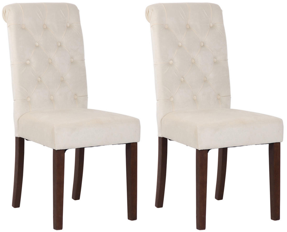 ESSZIMMERSTÜHLE 2er-Set WALES Samt 98x45x63 cm creme Holz - Creme, Holz (45/98/63cm) - DELUKE