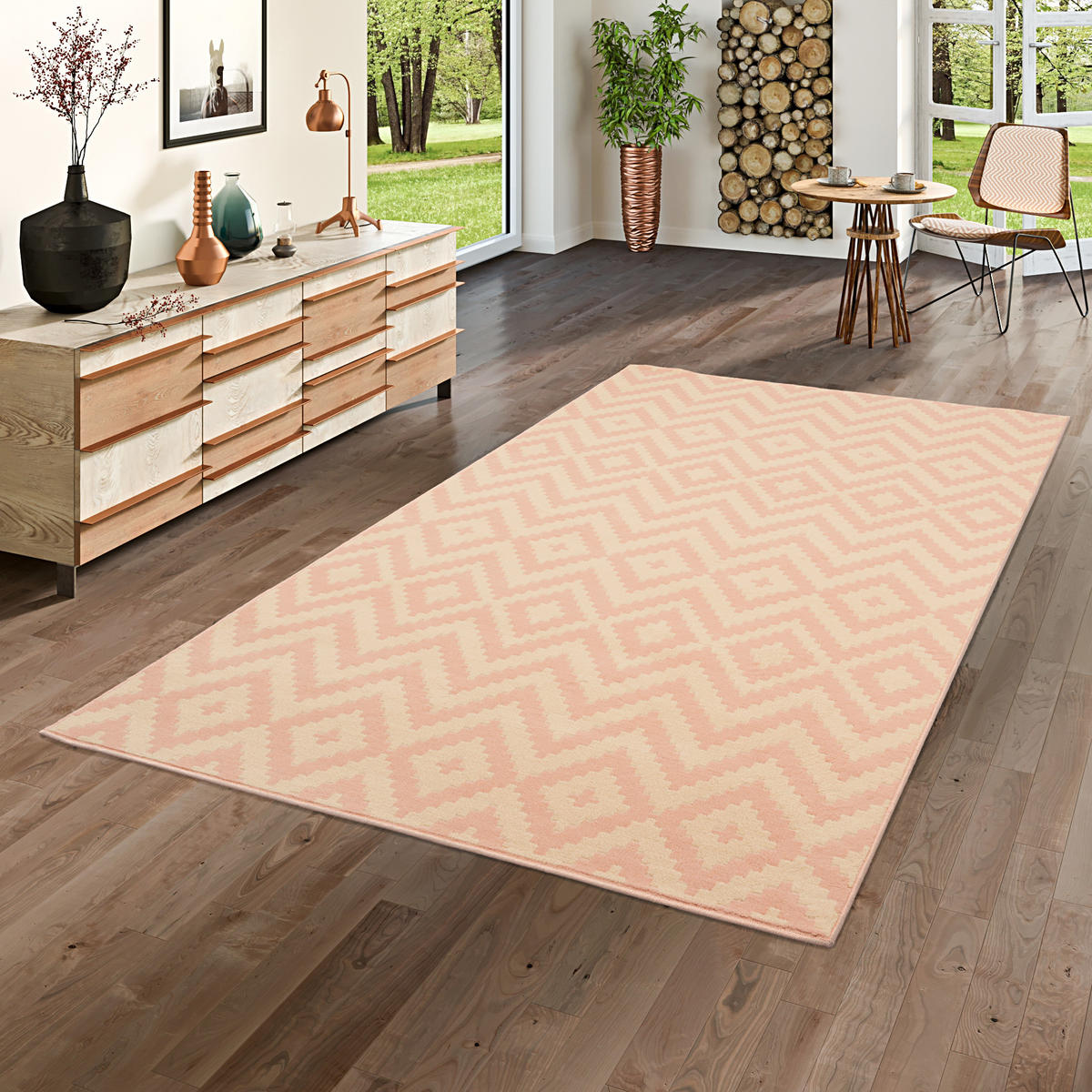 TEPPICH MODERN TRENDLINE RAUTEN - Rosa, Textil (80/150cm) - Pergamon