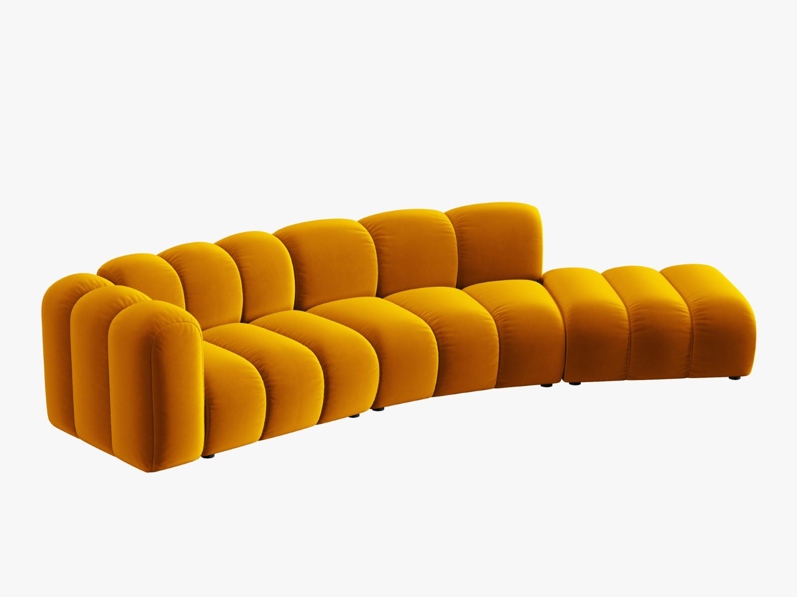 SOFA modular rechts Lupine aus Samt gelb 5 Sitzplätze - Gelb, Textil (166/70/335cm) - Micadoni