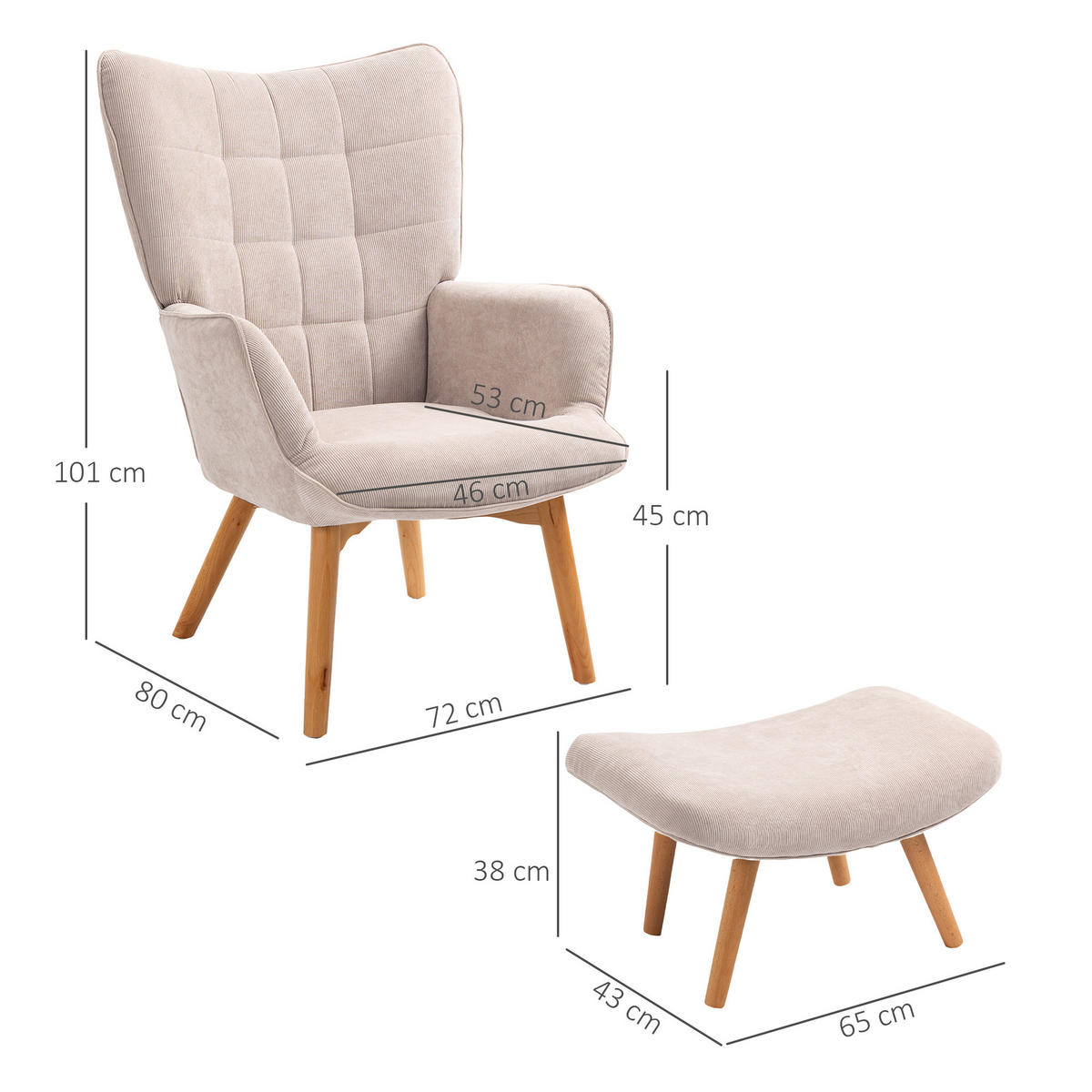 SESSEL Beige 72.0/80.0/101.0cm - Beige, Textil (80/101/72cm)