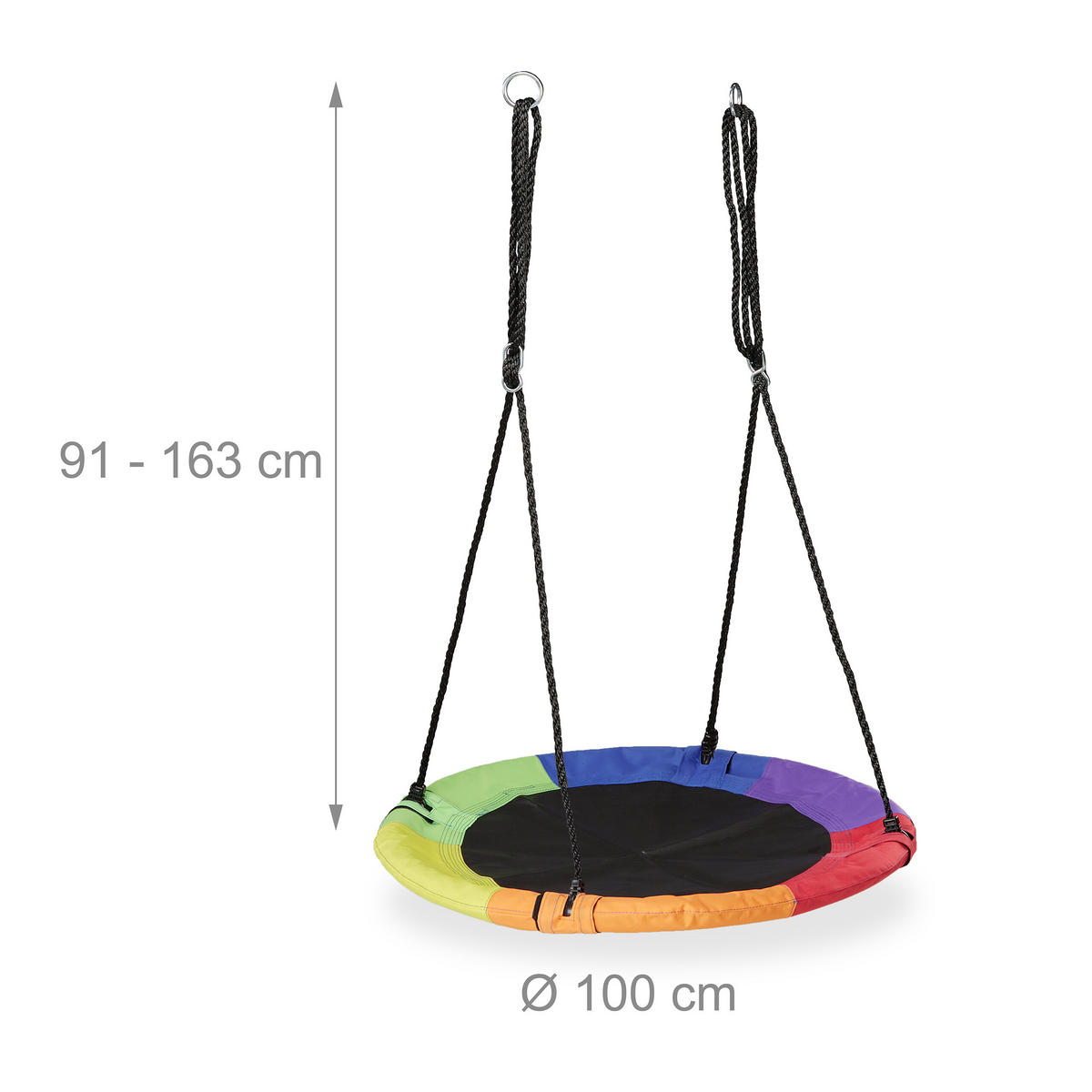 HOUPAČKA černá barevná hnízdová 100 cm - různobarevná, kov/textil (100/168/100cm) - Relaxdays