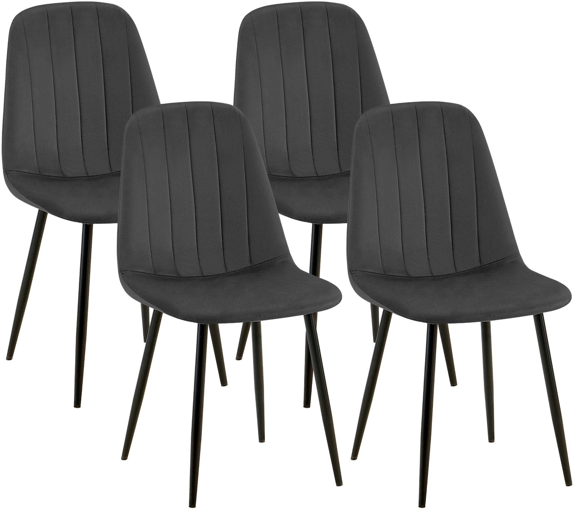 STUHL 4 Samt Dunkelgrau - Dunkelgrau/Schwarz, Textil/Metall (45/88/54cm) - CLP