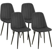 STUHL 4 Samt Dunkelgrau - Dunkelgrau/Schwarz, Textil/Metall (45/88/54cm) - CLP