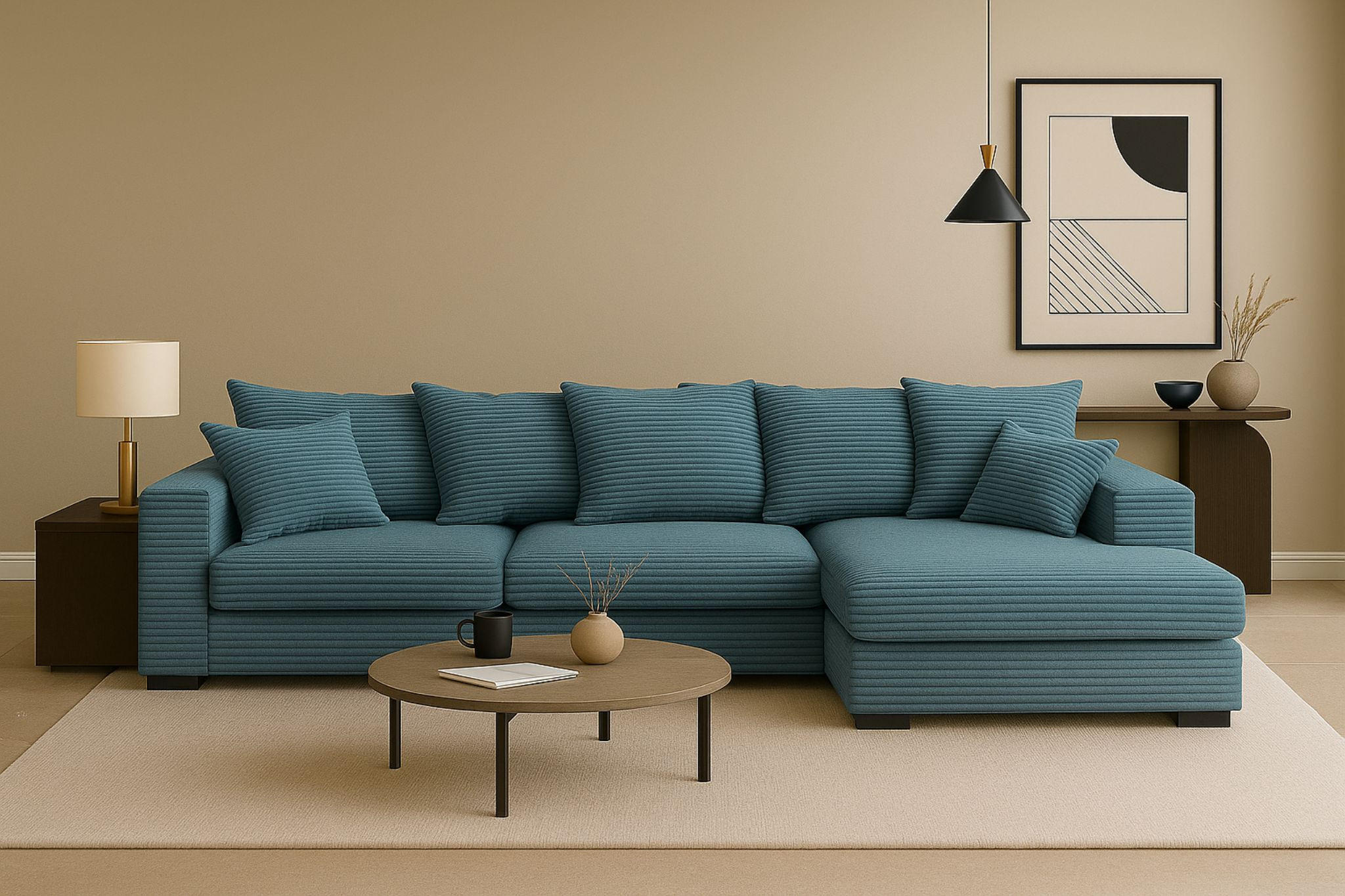 ECKSOFA Mit Schlaffunktion Und Bettkasten Couch L-form Gabon Stoff Zoom Hellblau Rechts - Hellblau, Holz (285/155cm) - Kaiser Möbel
