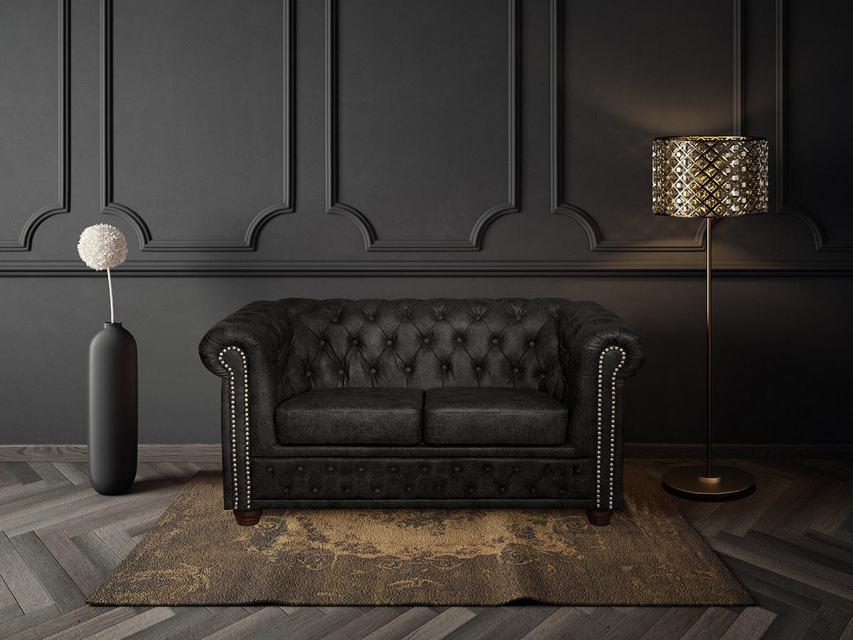 2-SITZER SOFA - Dunkelbraun/Schwarz, Kunststoff (148/72/86cm) - home24