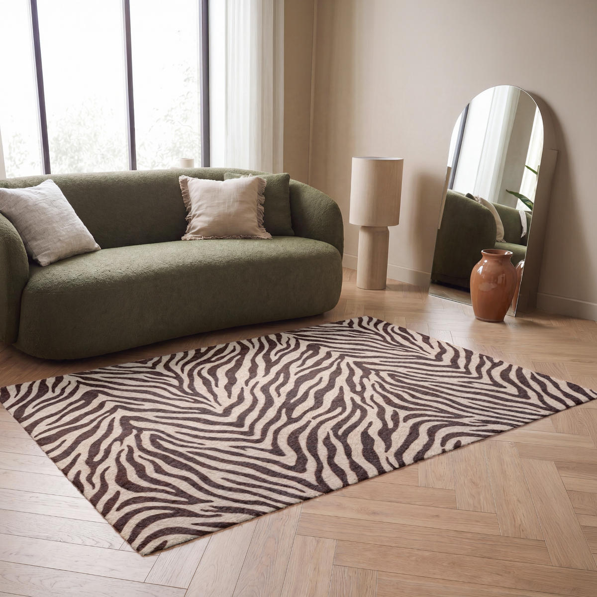 KOBERCE - Zebra - Pruhy - hnedá - 180x120 cm - čierna, textil/plast (180/0.4cm) - OnlyWow