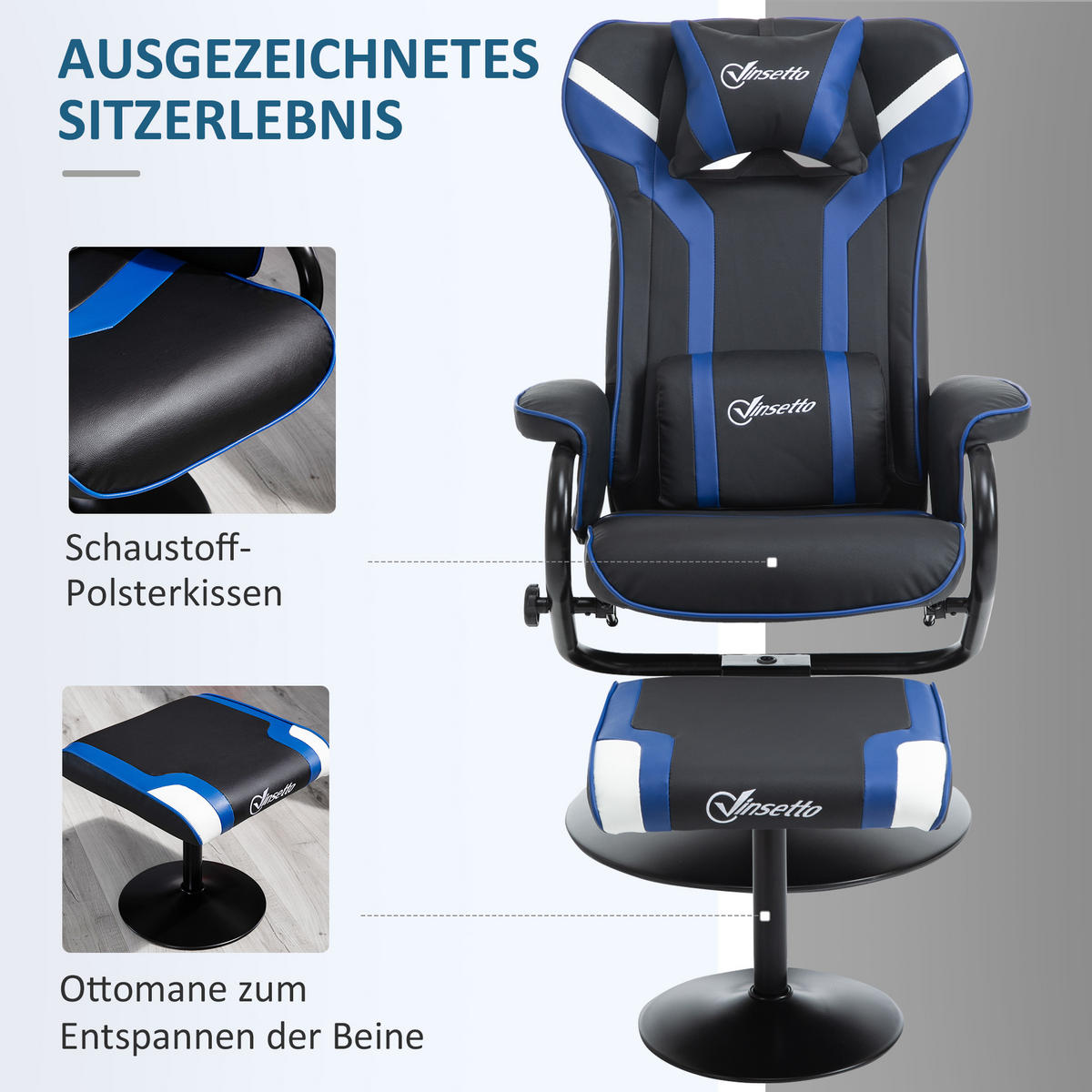 RELAXSESSEL, Dunkelblau+Schwarz - Blau/Multicolor, Kunststoff (82.5/103/67cm) - Vinsetto