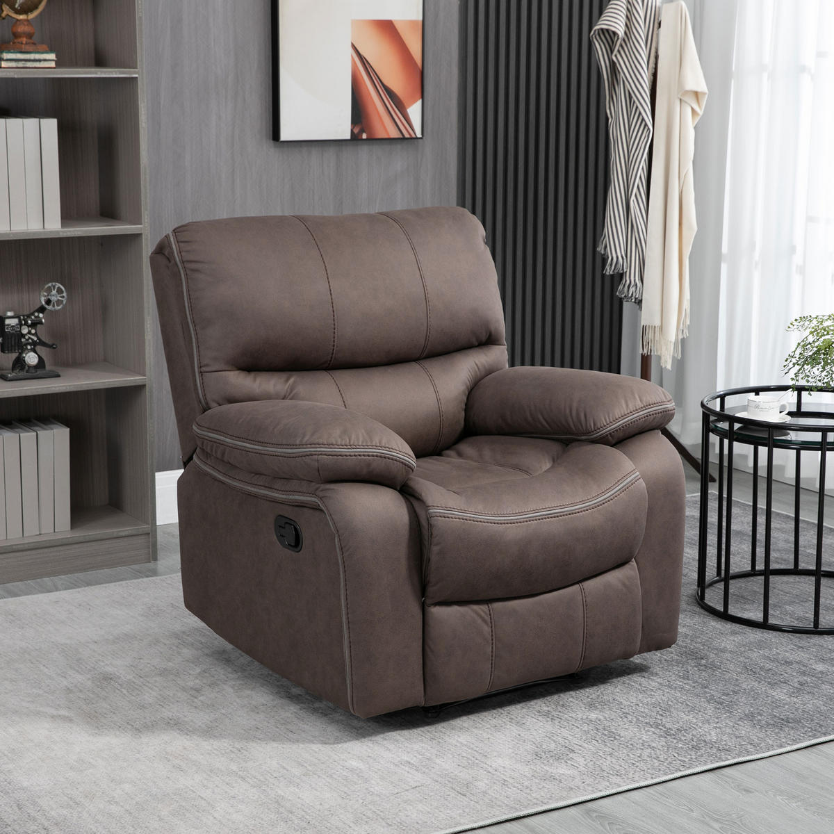 RELAXSESSEL mit Liegefunktion, Braun - Braun, Kunststoff (90/96/97cm) - HOMCOM