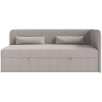 JUGENDBETT Calmmo Dunkelbeige mit Chenille-Bezug, Kopfteil rechts - Cappuccino, Textil (90/200cm) - Selsey