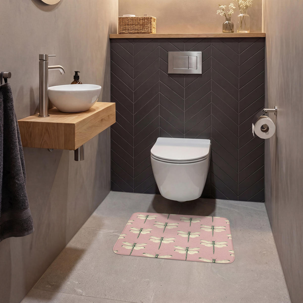 WC-VORLEGER Lillibells - Muster - Rosa Toilettenvorleger 60x40 cm - Rosa, Kunststoff/Textil (60/1cm) - OnlyWow