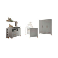 BABYZIMMER Olivia in Kreidegrau matt Lack und Eiche 8 teilig inklusive Matratze - Grau, Holzwerkstoff (120/200/80cm)