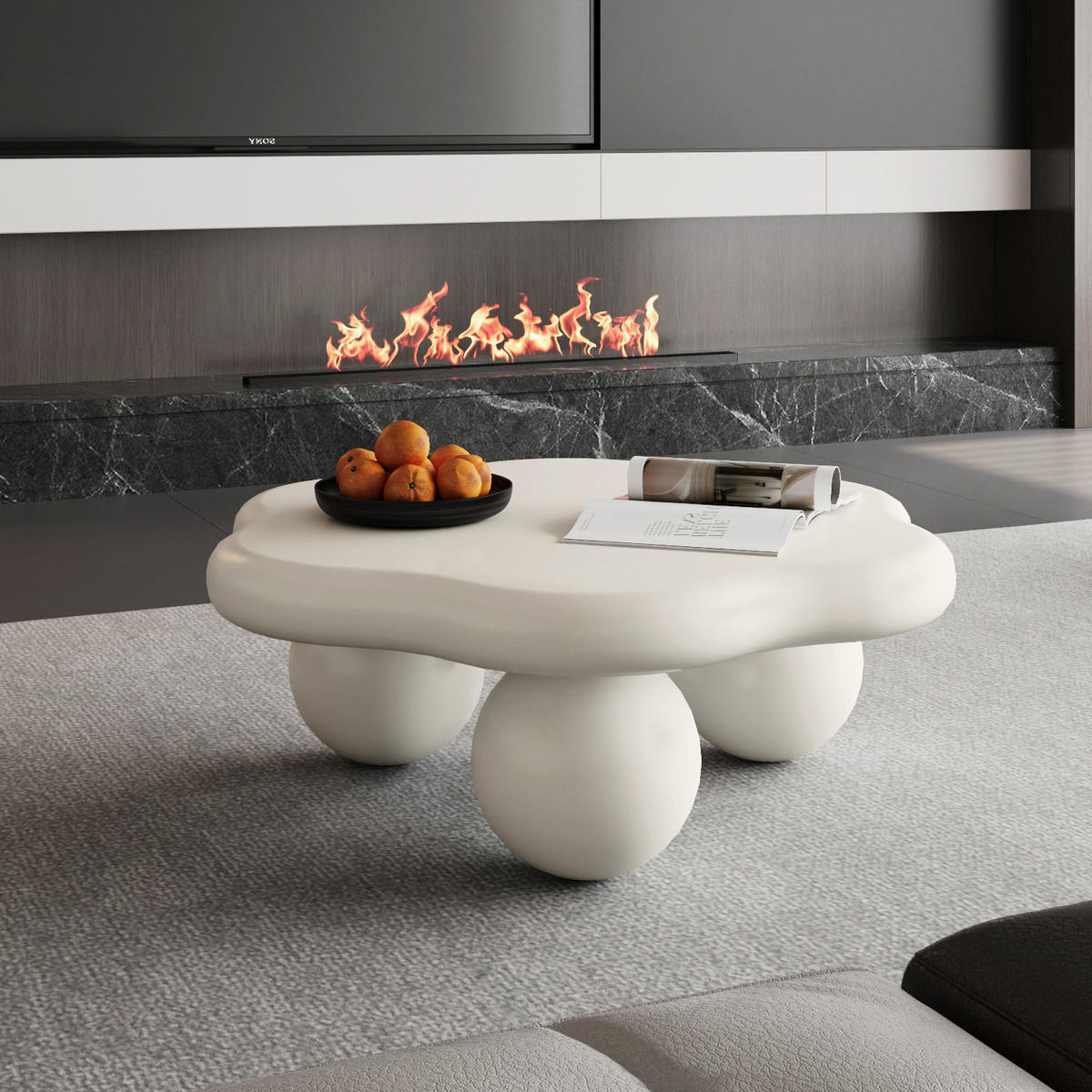 COUCHTISCH Cremeweiß 79/79/31 cm - Creme, Holzwerkstoff (79/79/31cm) - PANGIVO