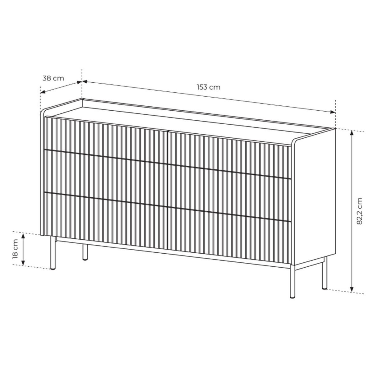 KOMMODE Liwelo Greige 153 cm - Taupe, Holzwerkstoff/Metall (153/82.2/38cm) - Selsey