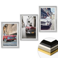 WANDBILDER 3er Set - 40x60 cm Silberner Rahmen - Oldtimer in Städten - Silberfarben, Kunststoff (40/60cm) - ArtPrintCave