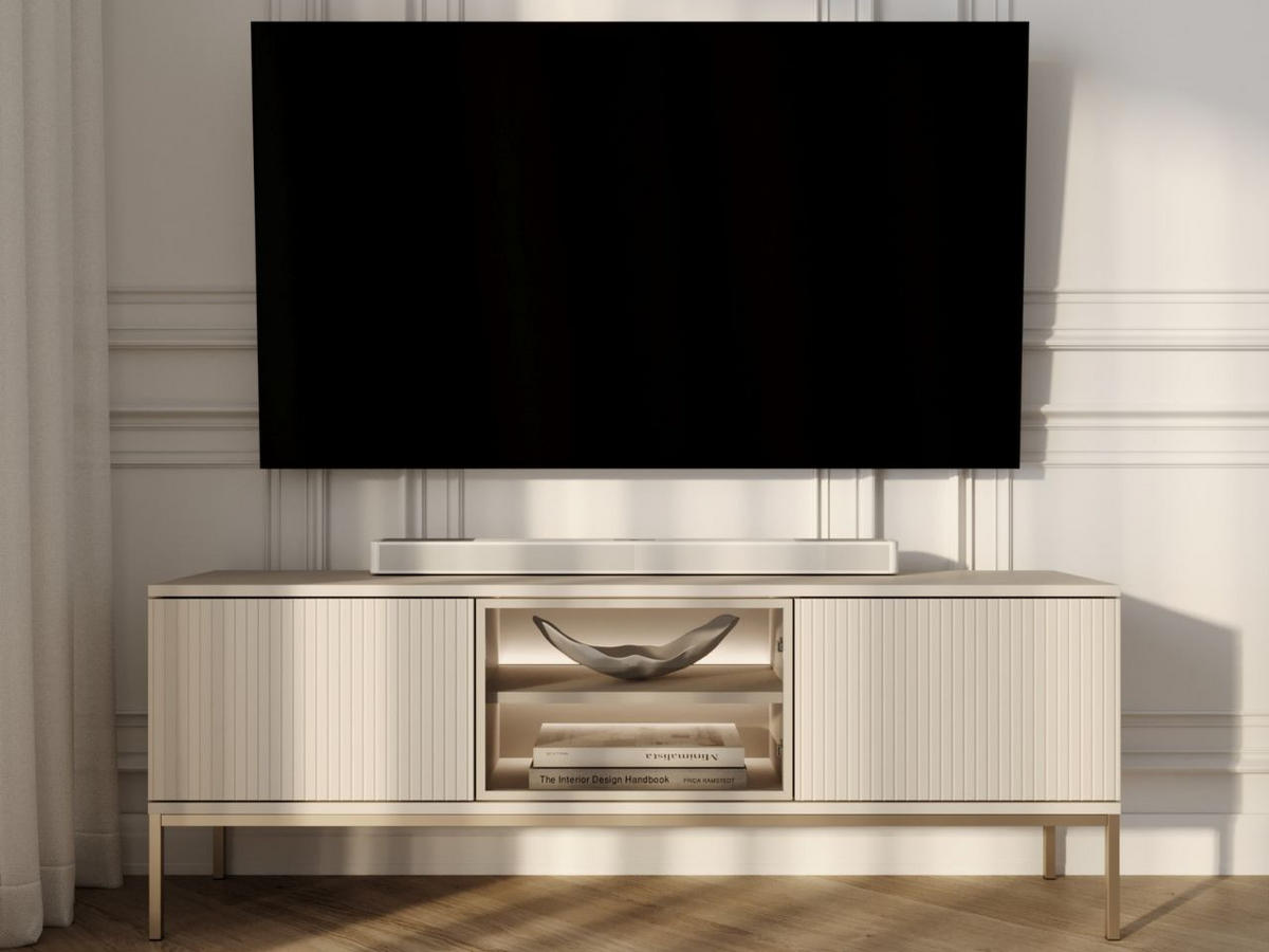 TV-SCHRANK Kaschmir 154 cm Deo - Kaschmir/Champagner, Glas/Holz (154/56/39cm) - Graingold