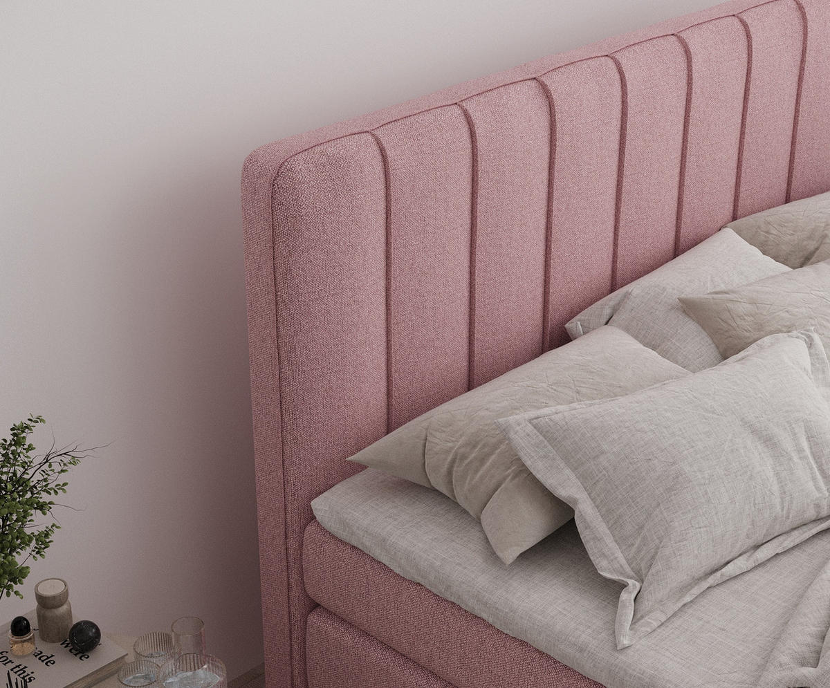 BOXSPRINGBETT Novara Rosa 140/200 cm - Schwarz/Rosa, Holz/Holzwerkstoff (140/200cm) - Maison de Reve