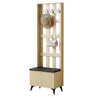 GARDEROBE Sitzbank Kleiderhaken 4 Haken Stahl Schwarz Flur Modern - Naturfarben, Holzwerkstoff (60/179.5/35cm) - FLIEKS